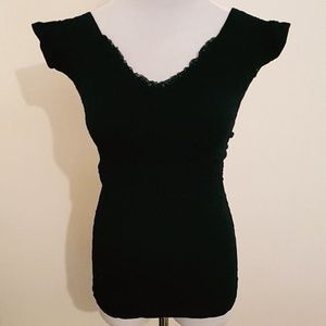 2 NWOT Guess Black Stretchy Top with Floral Pattern | Extra Small - Small